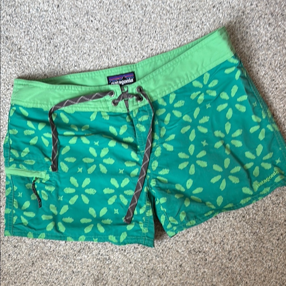 Patagonia Teal and Lime Floral Women's Swim Shorts